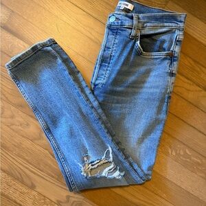 Re/Done Light Blue Distressed Skinny Jeans